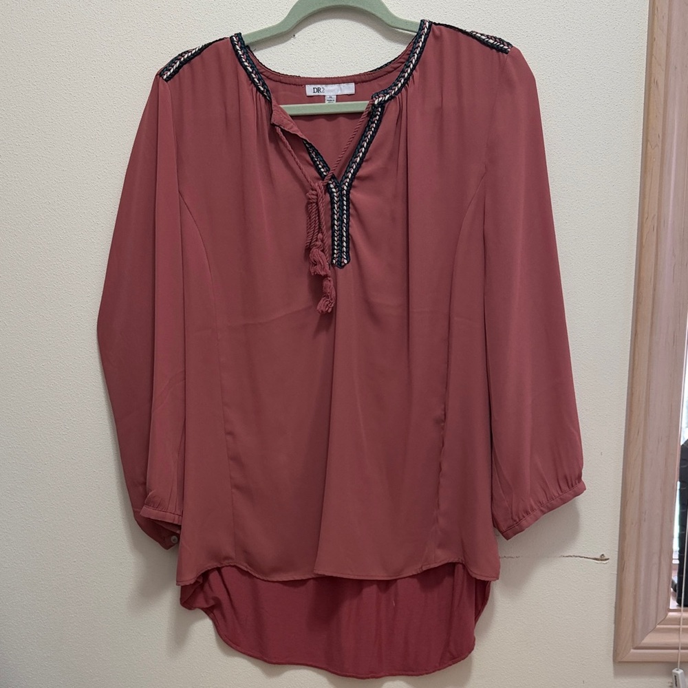 DR2 Terracotta Blouse with Beaded Accents